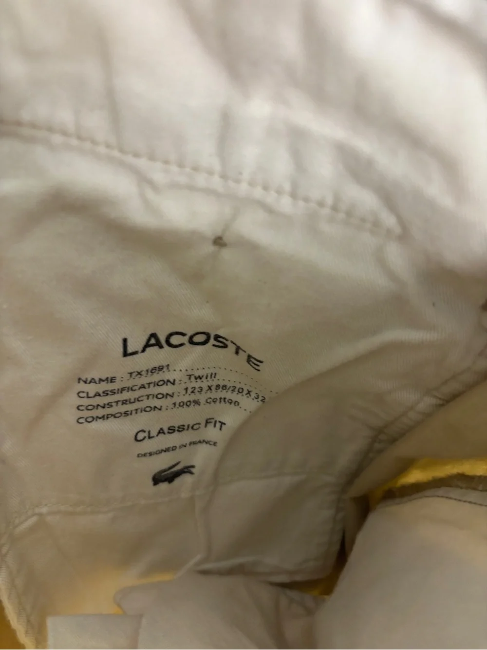 Lacoste Classic Fit Khaki Chino Pants Men's 36x32 Beige 100% Cotton Casual